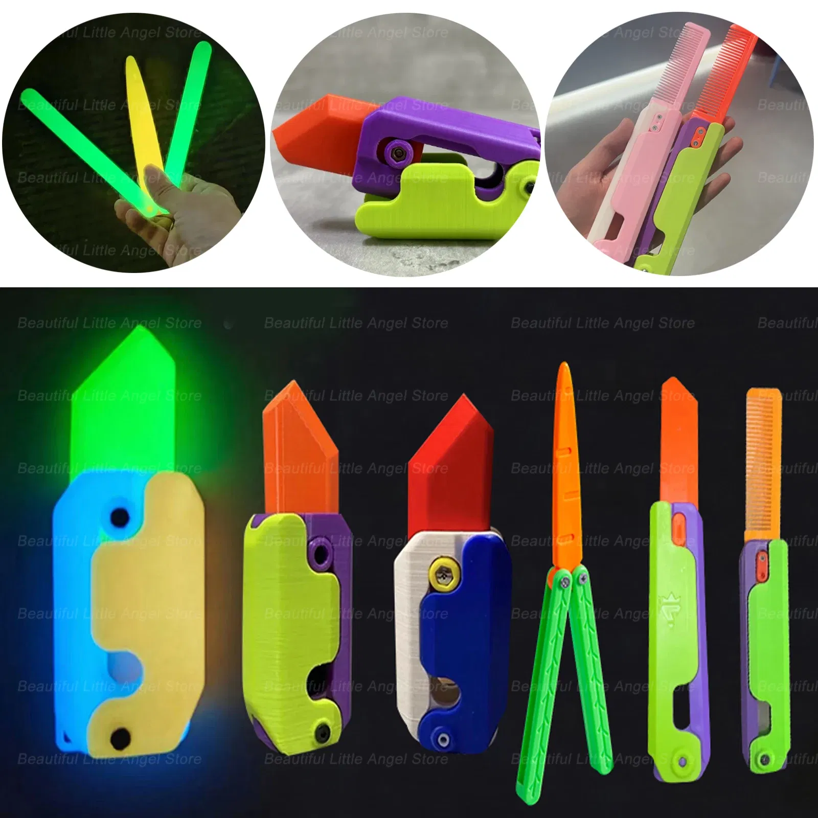 Color: Dark Khaki, Ships From: CHINA - Gravity Folding Claw Knife Radish Knife 3d Printing Gravity Knife Small Radish Knife Push Card Decompression Fidget  Mini Toy