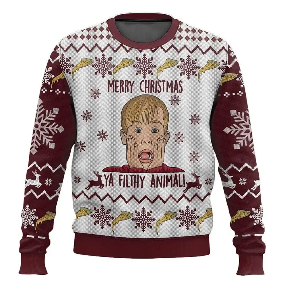 Color: SKY BLUE, Size: S - New Style Sweatshirt For Spending Christmas Alone At Home Ugly Christmas Pullover 2026 Fashionable Casual Couple Sweatshirts