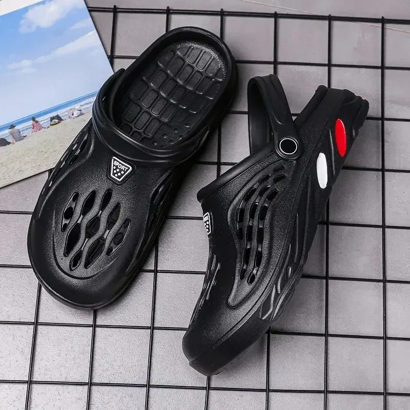 Color: WHITE, Shoe Size: 38 - Clogs Men Sandals Men Shoe Summer Fang Man Hoof Thongs Stamp Garden Beach Black Big Size Slippers for Men's Shoes Zapatos Hombre