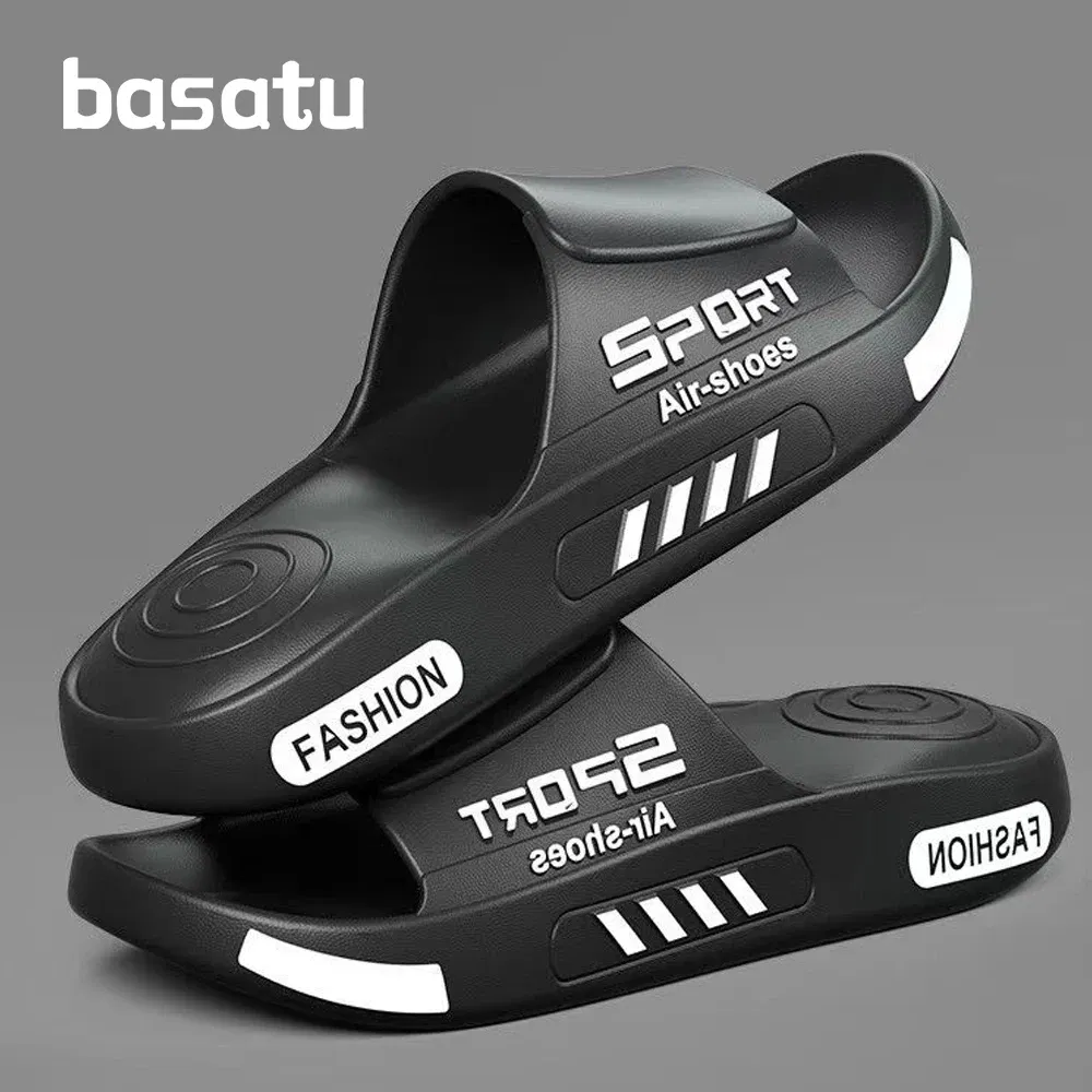 Color: Beige, Shoe Size: 42-43, Ships From: CHINA - BASATU Fashion Men's Slippers PVC Soft Sole Non-slip Slides Casual Outdoor Beach Flip Flops Home Bathroom Sandal Couples Slipper