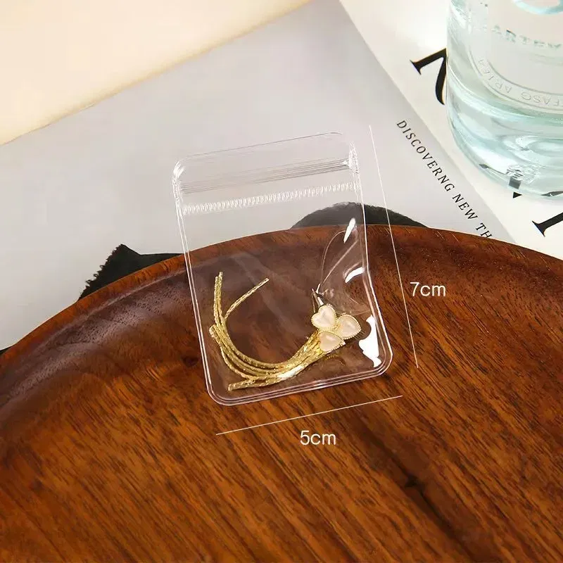 Color: green, Size: S - 20/50/100 PVC transparent zipper bags, dust-proof and anti-oxidation pockets, used for packaging small jewelry items