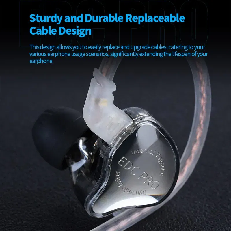 Color: black - KZ EDC PRO upgraded high-quality dynamic HIFI in ear interchangeable cable wired motion noise cancelling headphones