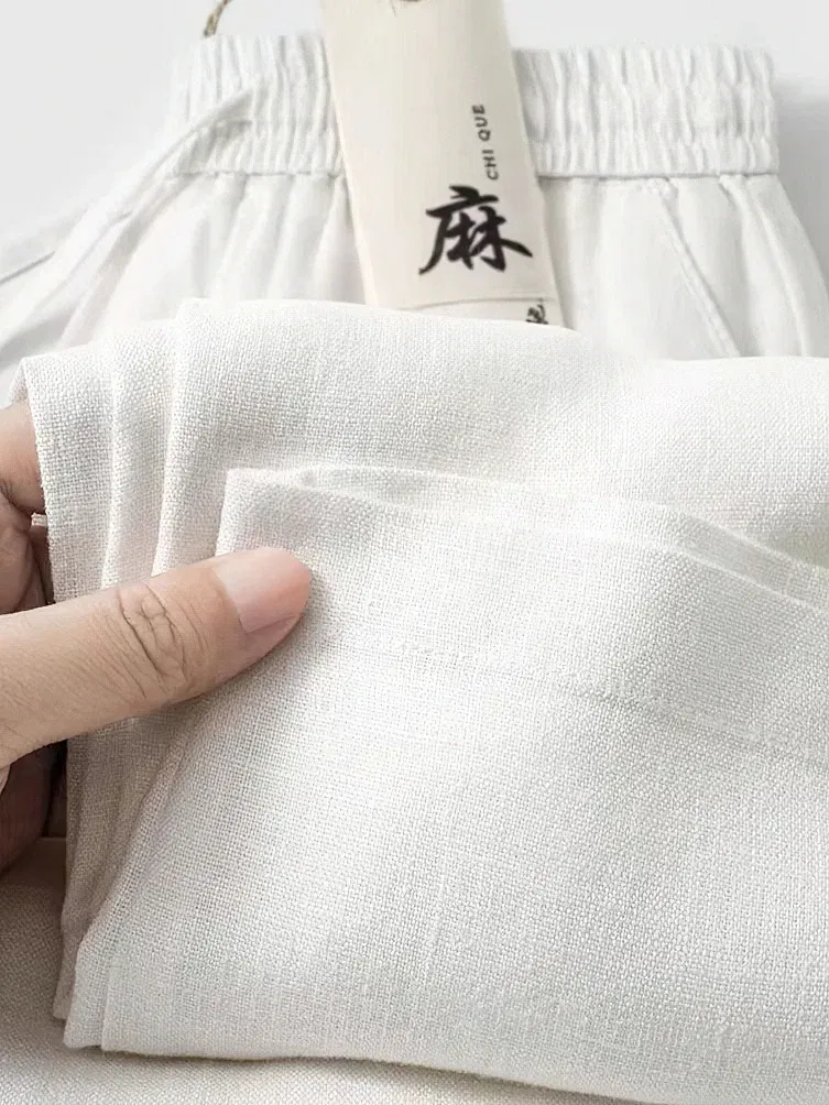 Color: Beige, Size: S - Straight Casual Cotton Linen Pants Men Wide Leg Lightweight Baggy Cotton Sweatpants Male Walking  Jogger Trousers Work