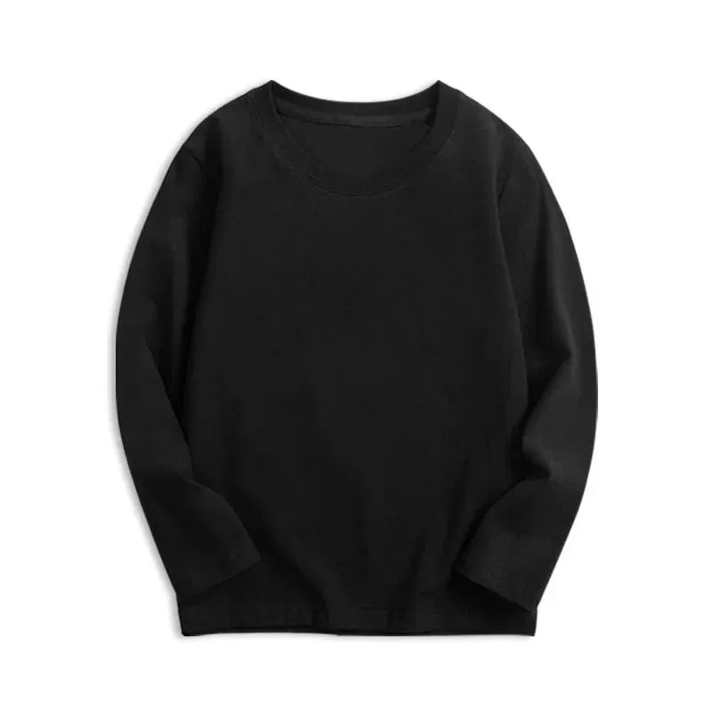 Color: Beige, Kid Size: 4T - 7 Colors Spring Long Sleeve Tees Children's T-shirt Cotton Solid Colour Base Coat Leisure Wear Boys Girls Tops Kids Clothes