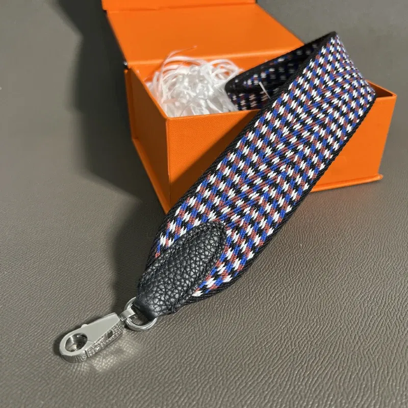 Color: Blue, Size: 3/4" - Hand-Sewn Leather Woven Canvas Shoulder Strap 5cm Wide Wax Line Herbag Evelyn Replacement Bag Accessory