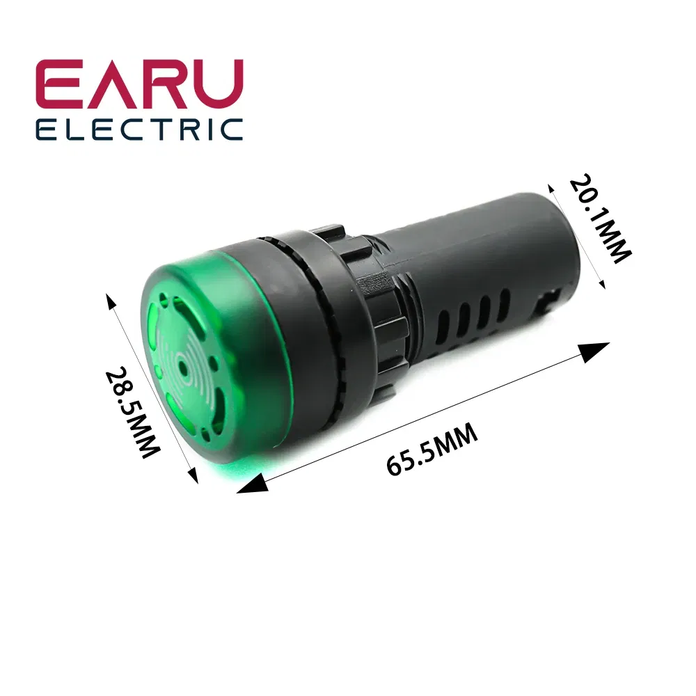 Color: WHITE - AD16-22SM 22mm Panel Diameter AC 12V 24V 110V 220V Flash Signal Light Red LED Active Buzzer Beep Alarm Indicator Green Yellow