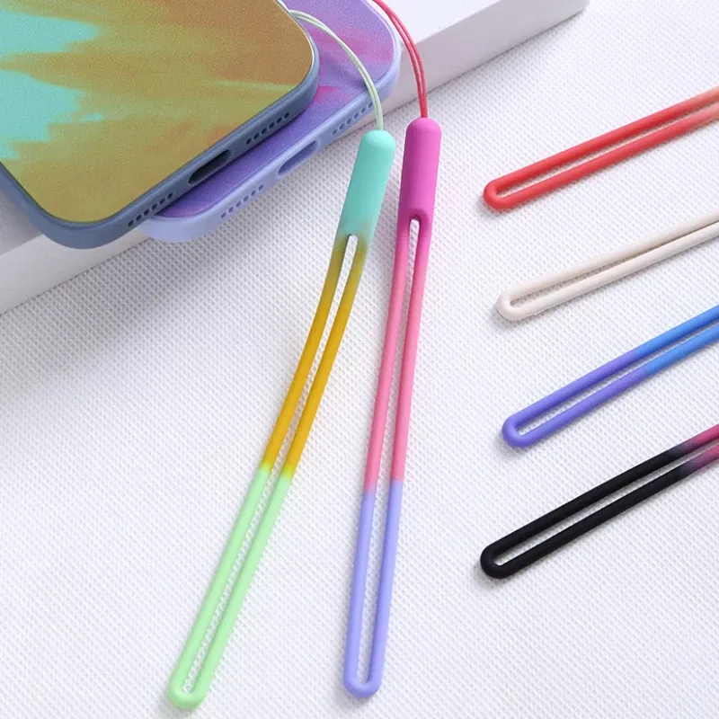 Color: Silver / Gray - 1pcs New Watercolor silicone lanyard liquid wrist lanyard creative speaker fan short sling U disk silicone mobile phone lanyard