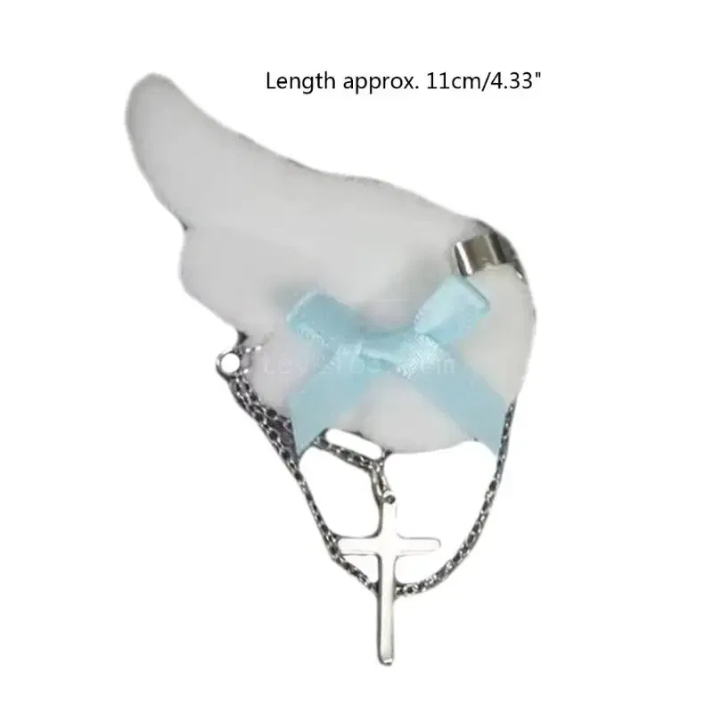 Color: black - Angel Wing Hair Clip for Girls Y2K Punk Hairpins Bowknot Hairclips Animation Hair Barrettes Subculture Hair Accessories