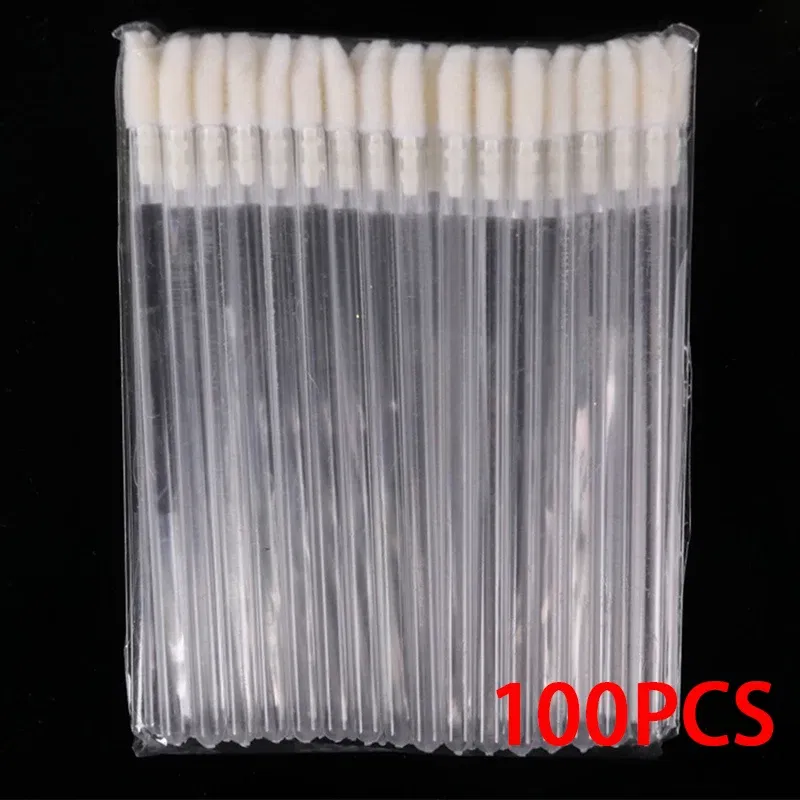 Handle Color: Silver - 100/300PCS Disposable Lip Brush Makeup Brushes Lipstick Applicator Wands Wholesale Eyelashes Extension Tool Beauty Accessories