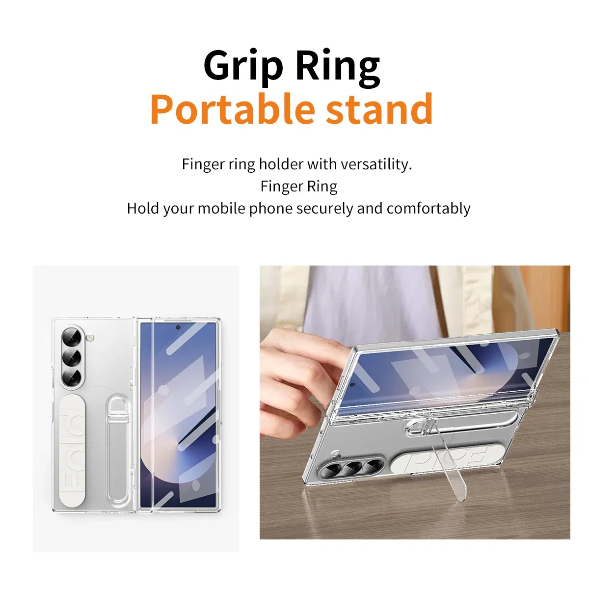 Color: Brown, Material: Denim - Touch Pen Case For Samsung Galaxy Z Fold 6 5 4 3 Skin Friendly Folding Hinge with Elastic Wrist Band Screen Tempered Film Cover