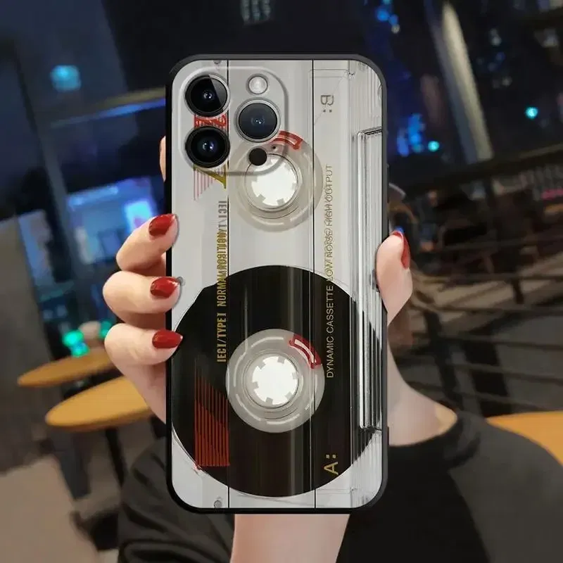 Color: Blue, Material: Leather - Phone Case For Apple iPhone 11 12 13 14 15 16 Pro 7 XR X XS Max 8 Plus SE 2022 Phone Cover Shell Magnetic Radio Tape Cassette