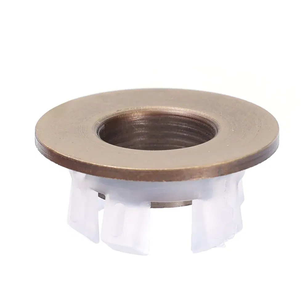 Color: Burgundy - Bathroom Basin Faucet Sink Overflow Cover Brass Six-foot Ring Insert Replacement Hole Cover Cap Chrome Trim Bathroom Accessories