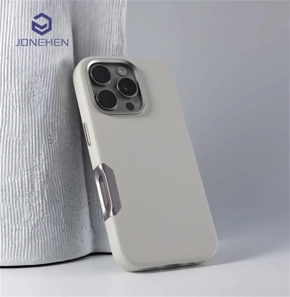 Color: Beige, Material: TPU - For Magsafe Leather High Quality Alloy Camera Button Magnetic Case For iPhone 16 Pro Max 16pro Wireless Charge Shockproof Cover