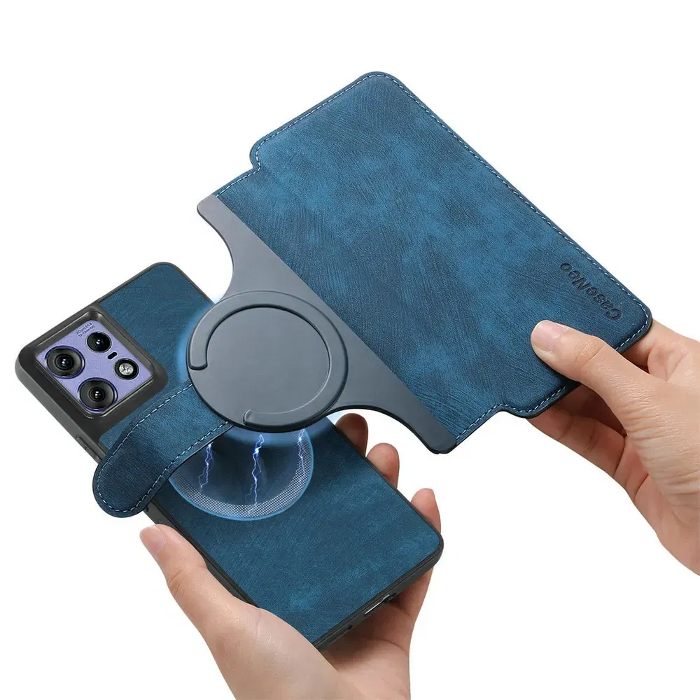 Color: Blue, Material: EVA - Edge 50 60 Fusion 5G Flip Case For Motorola Edge 60 Pro 2In1 Detachable Leather Wallet Funda Moto Edge 50 Neo 60 Pro S50 Cover