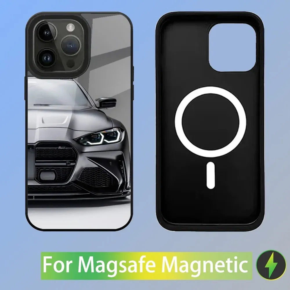 Color: Gold, Material: Plastic - Cool Sport Car B-BMW Phone Case For iPhone 16,15,14,13,12,11,Plus,Pro,Max Mini Magsafe Magnetic Wireless Charging
