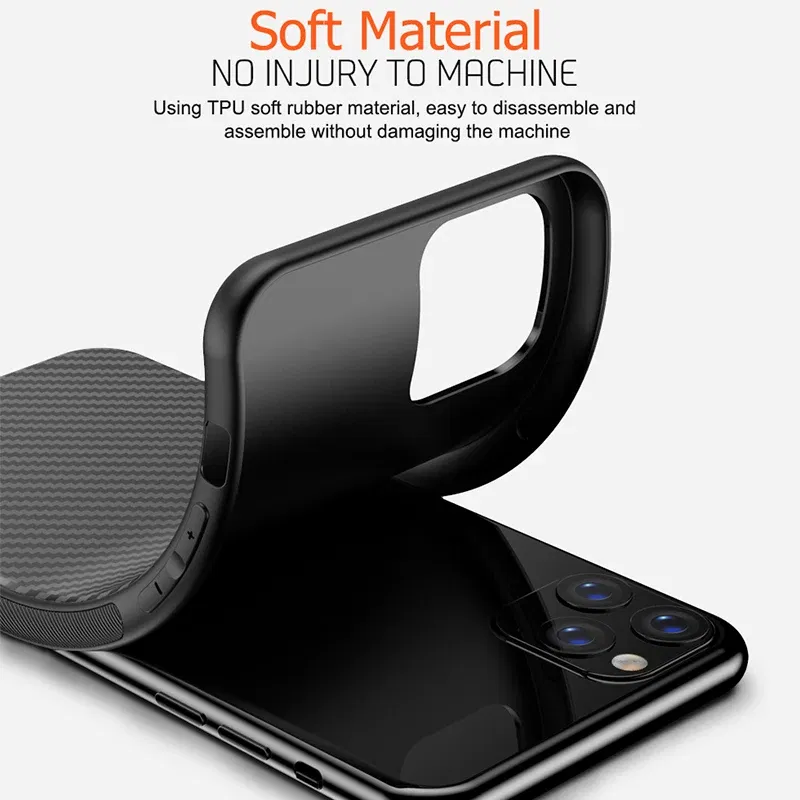 Color: black, Material: Artificial Leather - Luxury Carbon Fiber Silicone Case for iPhone 13 11 12 14 15 16Pro Max XSMAX XR XS  X SE 5 6 6S 7 8 14Plus  Protective Soft Cover