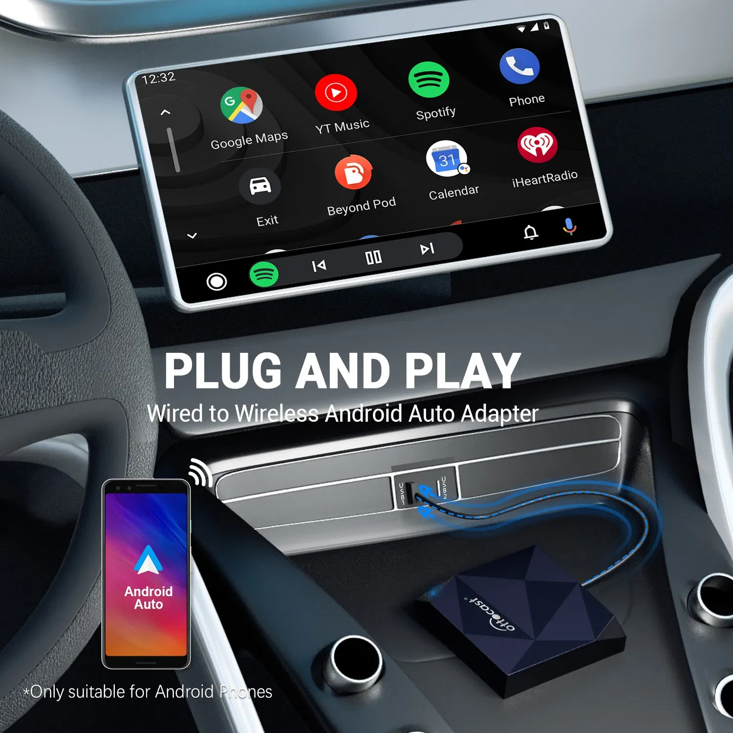 Ships From: CHINA - OTTOCAST A2AIR Wireless Android Auto Dongle For Original Factory Wired Android Auto Car