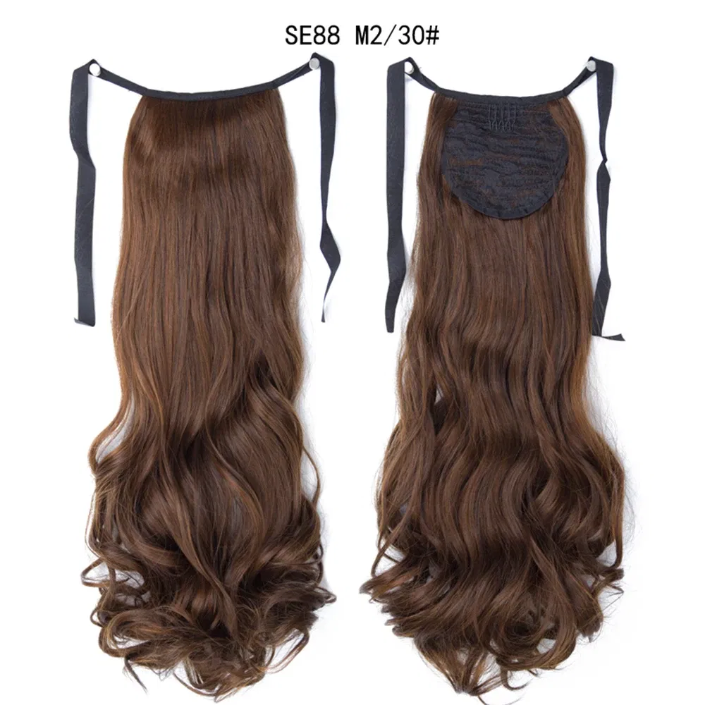 Color: #17 - LINWAN Synthetic Long Straight Wrap Around Clip In Ponytail Hair Extension Heat Reistan Pony Tail Fake Hair