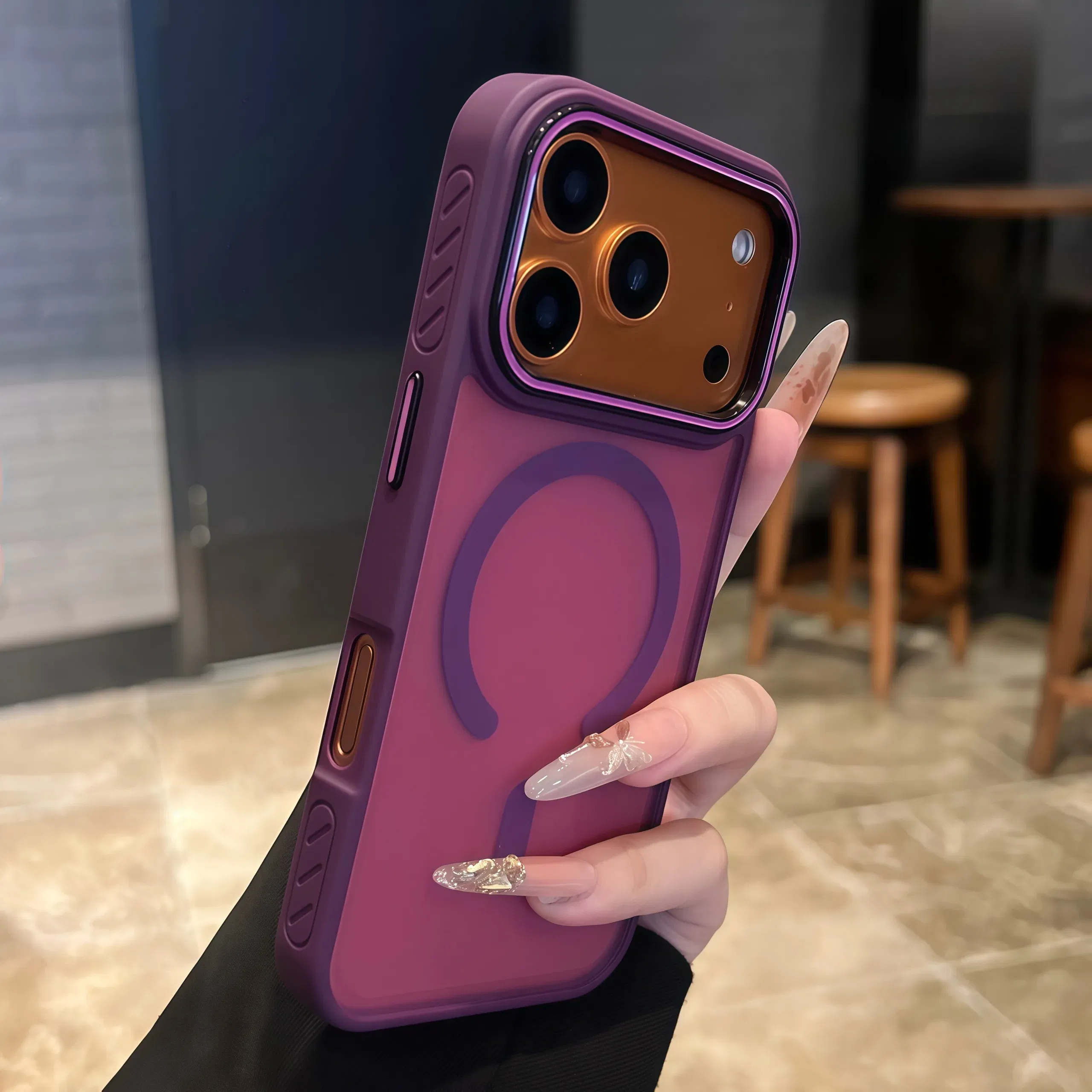 Color: PURPLE, Compatibility by Model: iPhone 14 Pro - Wireless Charging Matte Magnetic Case for iPhone 17 16 ProMax 15 14 Plus 13 12 11 17 Air Anti Fall Bumper Translucent TPU Cover