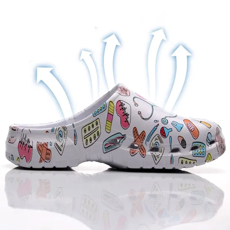 Color: Beige, Shoe Size: 41-42 - Non-slip Nurse Clogs Hospital Doctor Surgical Slippers Women EVA Medical Shoes Dental Nursing Clogs SPA Beauty Salon Shoes Y07