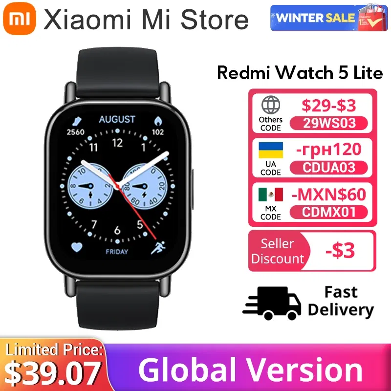 Color: black, Ships From: CHINA - New! Global Version Watch 5 Lite 1.96'' AMOLED display 18-Day Battery life Bluetooth?® calling Built-in GNSS 5ATM