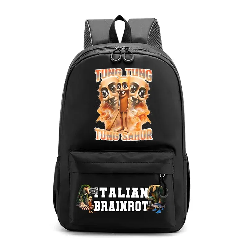Color: Yellow - Italian Brainrot Kids Cute Schoolbag Tung Tung Tung Sahur Backpack for Boy Funny Meme Anime Knapsack Cartoon Book Bag Gifts 2025