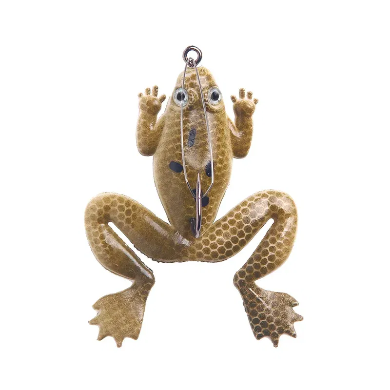 Color: green - 1 Pcs Soft Frog Fishing Lures 6CM 5.2G Silicone Bait Frog Artificial Treble Hooks Top Water Ray Baits Fishing Tackle