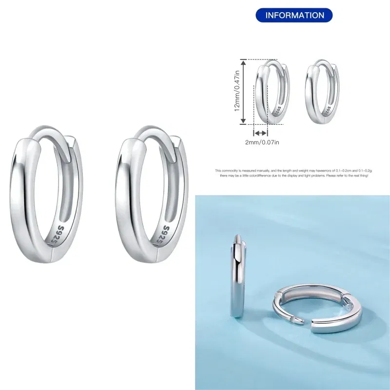 Gem Color: WHITE - New 100% 925 Sterling Silver Hoop Earrings Zircon High Quality For Women's Girl Wedding Fine Jewelry Accessories Party Gifts