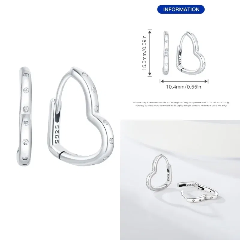 Gem Color: WHITE - New 100% 925 Sterling Silver Hoop Earrings Zircon High Quality For Women's Girl Wedding Fine Jewelry Accessories Party Gifts