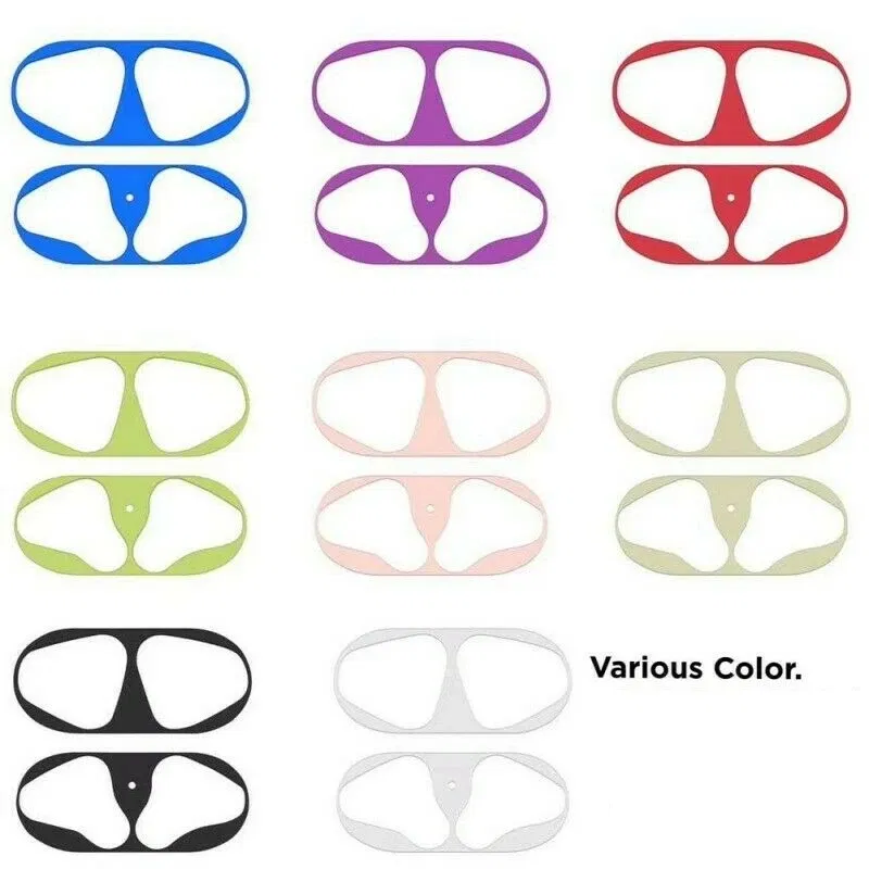 Color: PURPLE, Size: 2XS - For Apple Airpods 1 2 3 Pro Pro2 Earphone Charging Box Dustproof Sticker Anti-dust Waterproof Metal Dust Guard Stickers