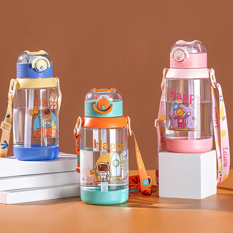 Color: Blue, Capacity: 0.7L - 700ml Large Capacity Kids Water Cup with Straw Sports Bottle Student Special Edition