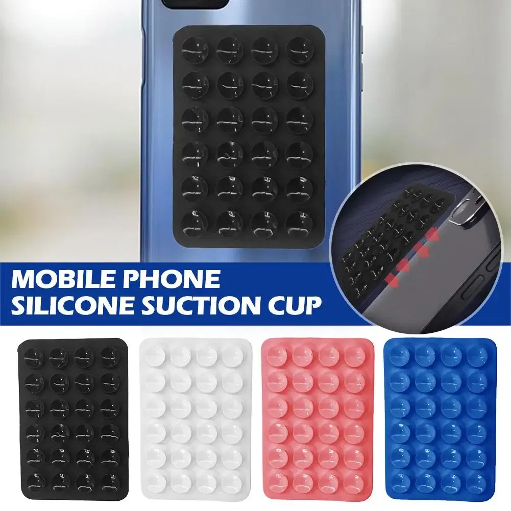 Color: WHITE, Ships From: CHINA - Multifunctional Mobile Phone Silicone Suction Cup 24 Square Mobile Phone Single-Sided Case Anti-Slip Holder Mount Suction