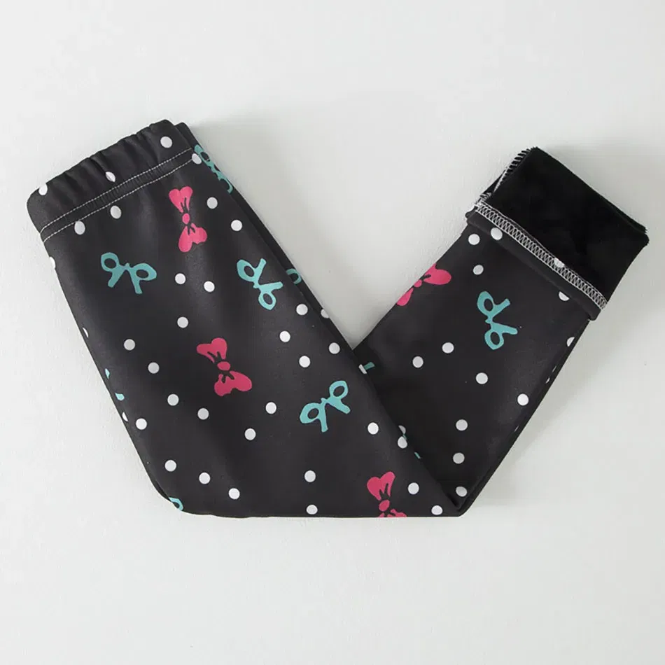 Color: Orange, Size: 116 - Warmth and Cozy Girls Plush Lined Thickened Elastic Leggings Long Pants Suitable Kids Daily Wear in Autumn Winter Cold Weather