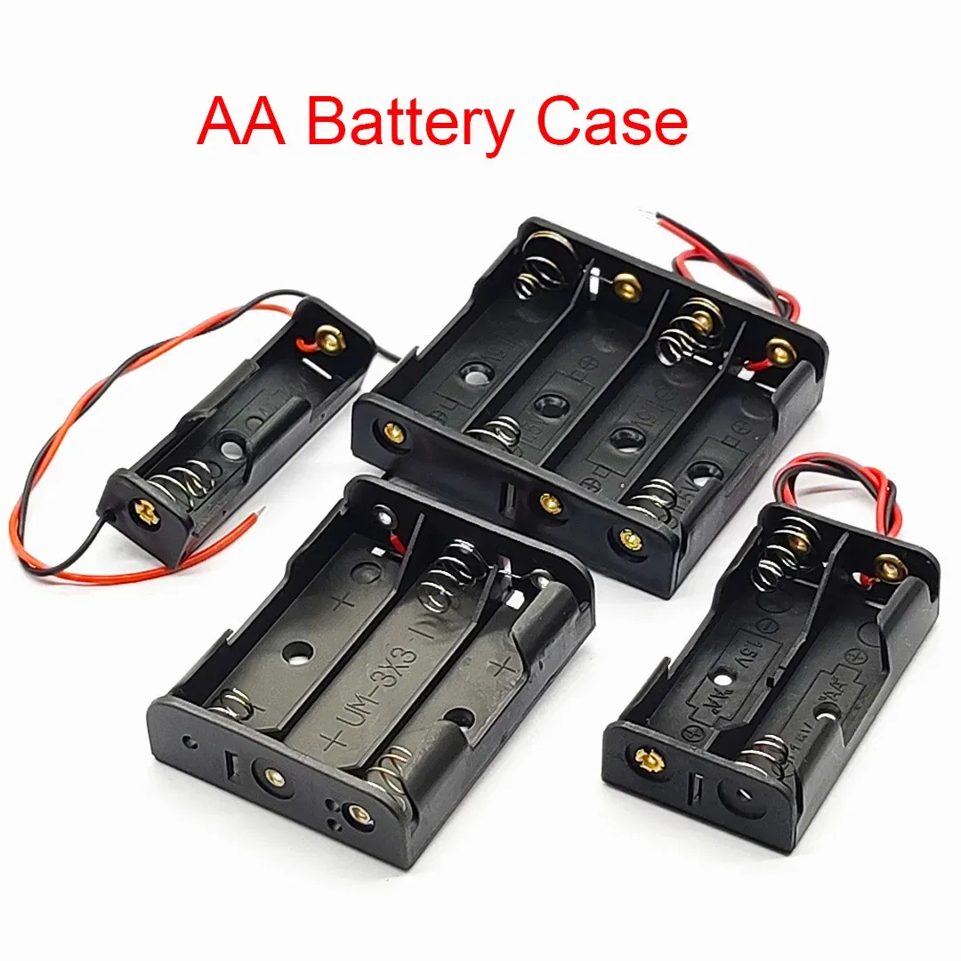Color: Pink - AA Battery Holder AA 14500 Size Power Battery Storage Case AA Battery Box 14500 Box Leads With 1 2 3 4 Slots drop shipping