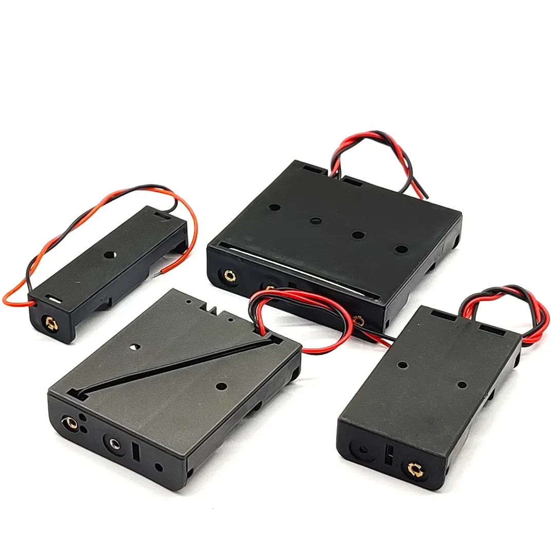 Color: Pink - AA Battery Holder AA 14500 Size Power Battery Storage Case AA Battery Box 14500 Box Leads With 1 2 3 4 Slots drop shipping