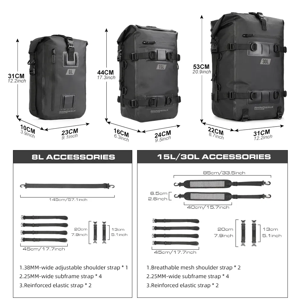 Color: WHITE, Ships From: CHINA - Rhinowalk Motorcycle Box Top Pannier Bag 8L-30L Waterproof Luggage Motor Side Case Top Saddle Rear Seat Bag Storage Trunk 1PC