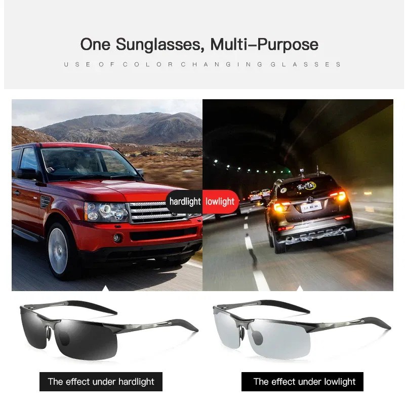 Lenses Color: green, Frame Color: Silver - Myopia Photochromic Sunglasses Diopter Polarized Driving Goggle Men Chameleon Change Color transition Prescription Sun Glasses