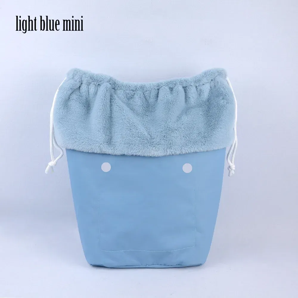 Color: MULTI - 2025 Winter O Bag Large Capacity Classic Mini Plush Fur Furry Organizer Top Drawstring Colorful Inner Insert for Obag Winter