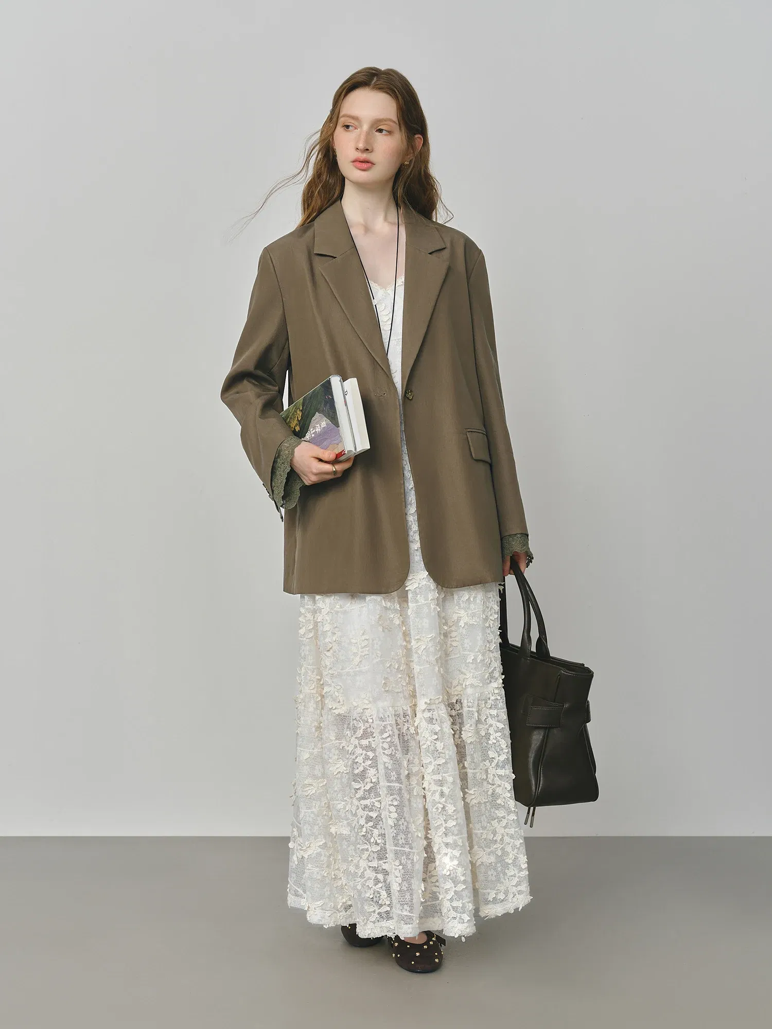 FSLE French Heavy Embroidery 3D Floral Layered Strap Dress 2025 Autumn New Arrival Woman Clothing Dresses 25FS13094