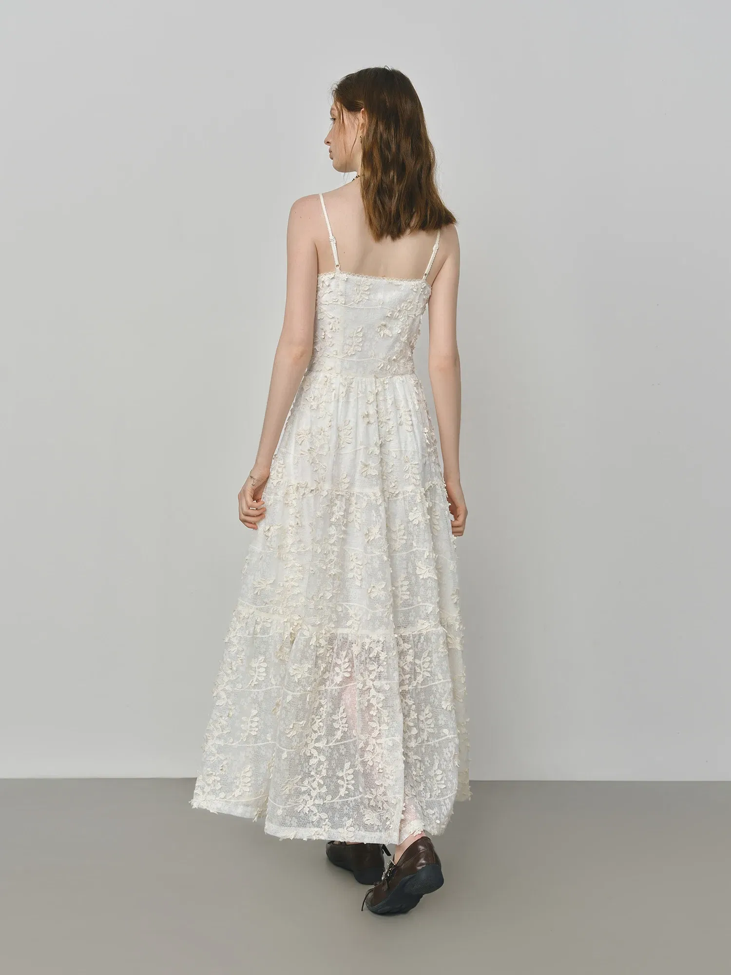 FSLE French Heavy Embroidery 3D Floral Layered Strap Dress 2025 Autumn New Arrival Woman Clothing Dresses 25FS13094