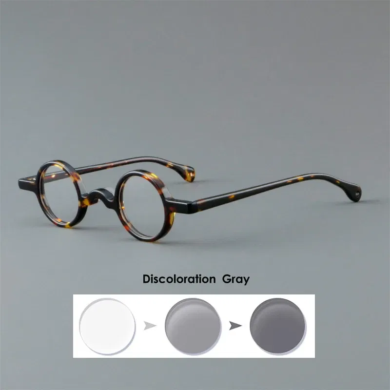 Frame Color: WHITE, Eye Prescription: 0 - VCKA Photochromic Acetate Myopia Glasses Men Retro Small Round Frames Women Custom prescription Anti-Blue  Eyewear -0.5 TO -10