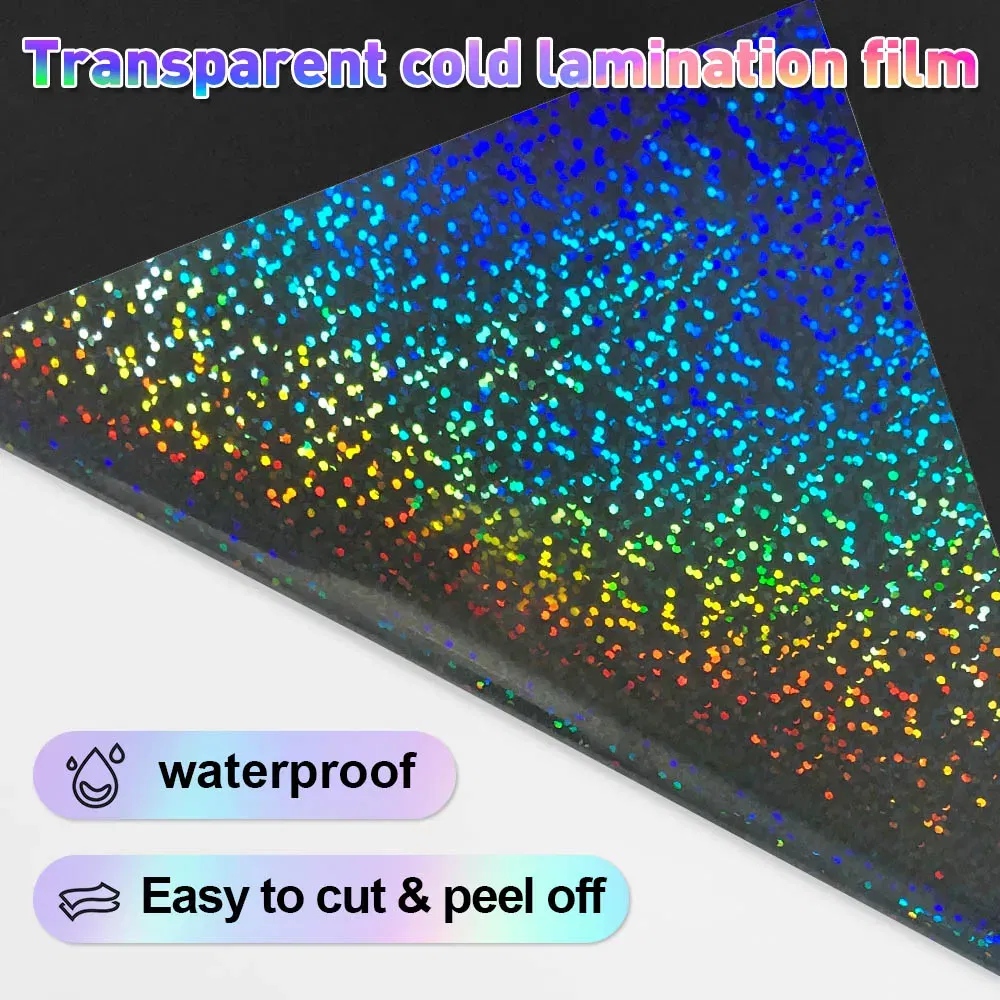 Color: PURPLE - 10 Sheets Cold Laminating Film Paper A4 Sheet Self Adhesive Sticker Protect Photo Waterproof Transparent Star Lamination Film