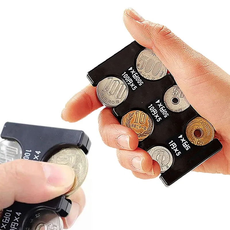 Color: black - 1PC Coin Case Japanese Coin Holder Case Coin Changer Letter Purse Wallet Holder Coin Box Plastic Coin Storage Box Coin Dispenser