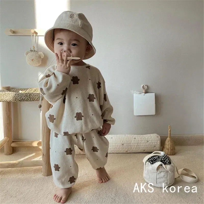 Color: Khaki, Kid Size: 9M, Ships From: CHINA - Baby Fall Clothes Girl Boy Cotton Long Sleeve Sweater and Pant Set Toddler Casual Cartoon Bear Pullover Top SweatPant Tracksuit