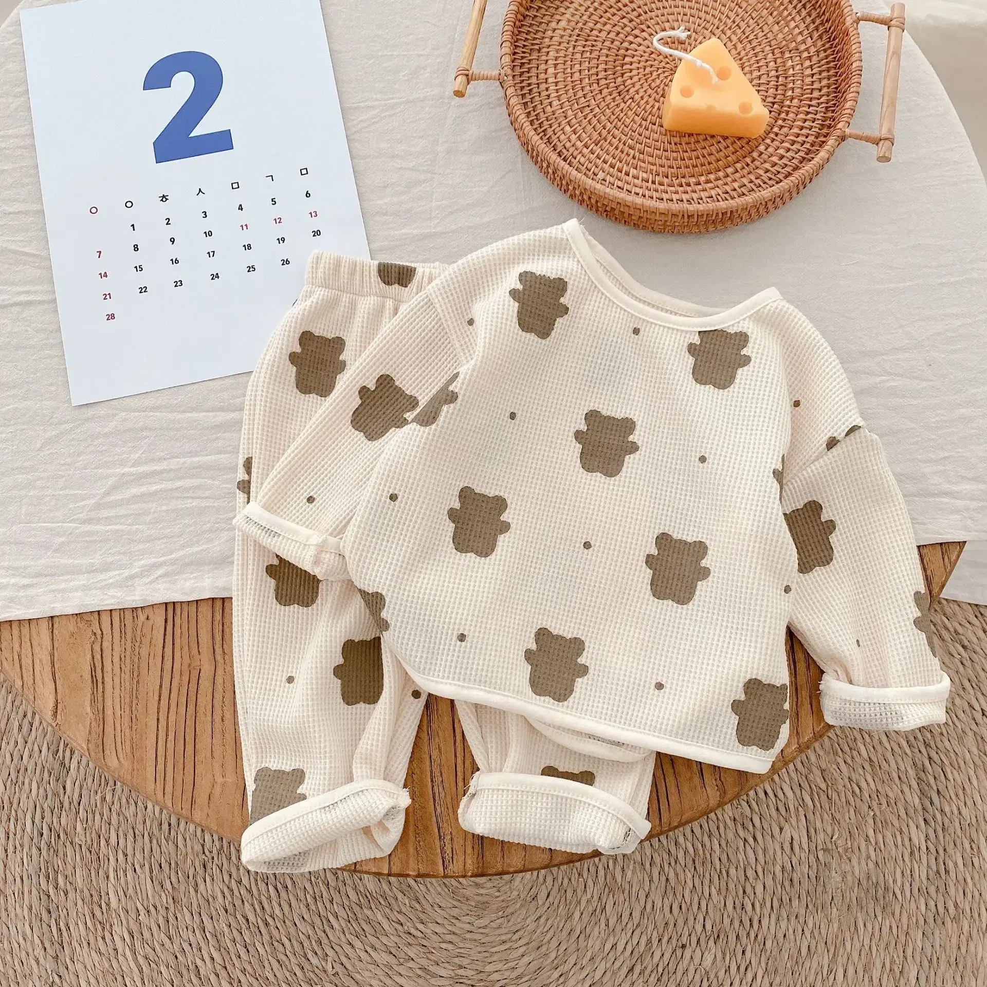 Color: Khaki, Kid Size: 9M, Ships From: CHINA - Baby Fall Clothes Girl Boy Cotton Long Sleeve Sweater and Pant Set Toddler Casual Cartoon Bear Pullover Top SweatPant Tracksuit