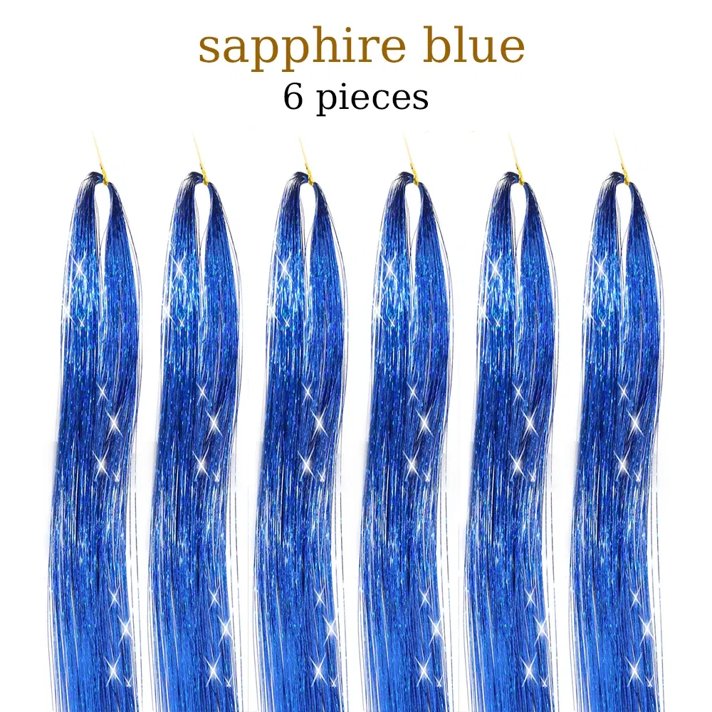 Color: Red, Stretched Length: 24inches - 48 Inch Hair Tinsel Kit With Tool 1200 strands Tinsel Hair Extensions 12 Colors Fairy Hair Tinsel, Sparkling Shiny Hair Tinsel