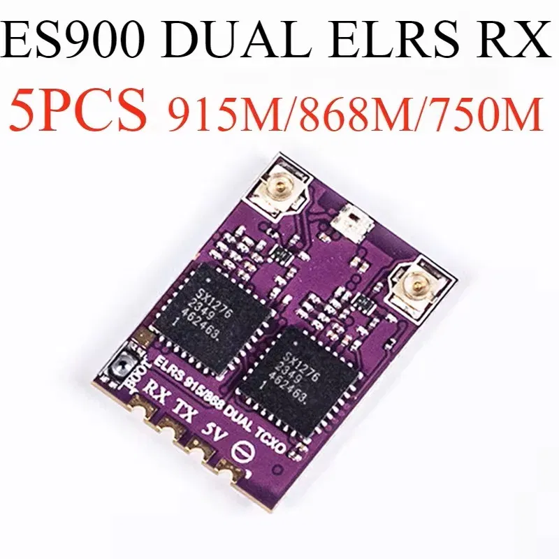 Color: Red - 5PCS ES900 DUAL RX ELRS Diversity Receiver 915MHz / 868MHz /750MHz  Built-in TCXO for RC Airplane FPV Long Range Drone