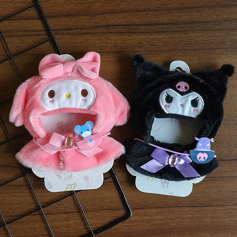 Color: DARK GRAY - Labubu Sanrio Cape Skirt Suit Sitting Party Hello Kitty Kuromi Clothes Monsters Vinyl Labubu Outfit Clothing Hat Accessory Gift