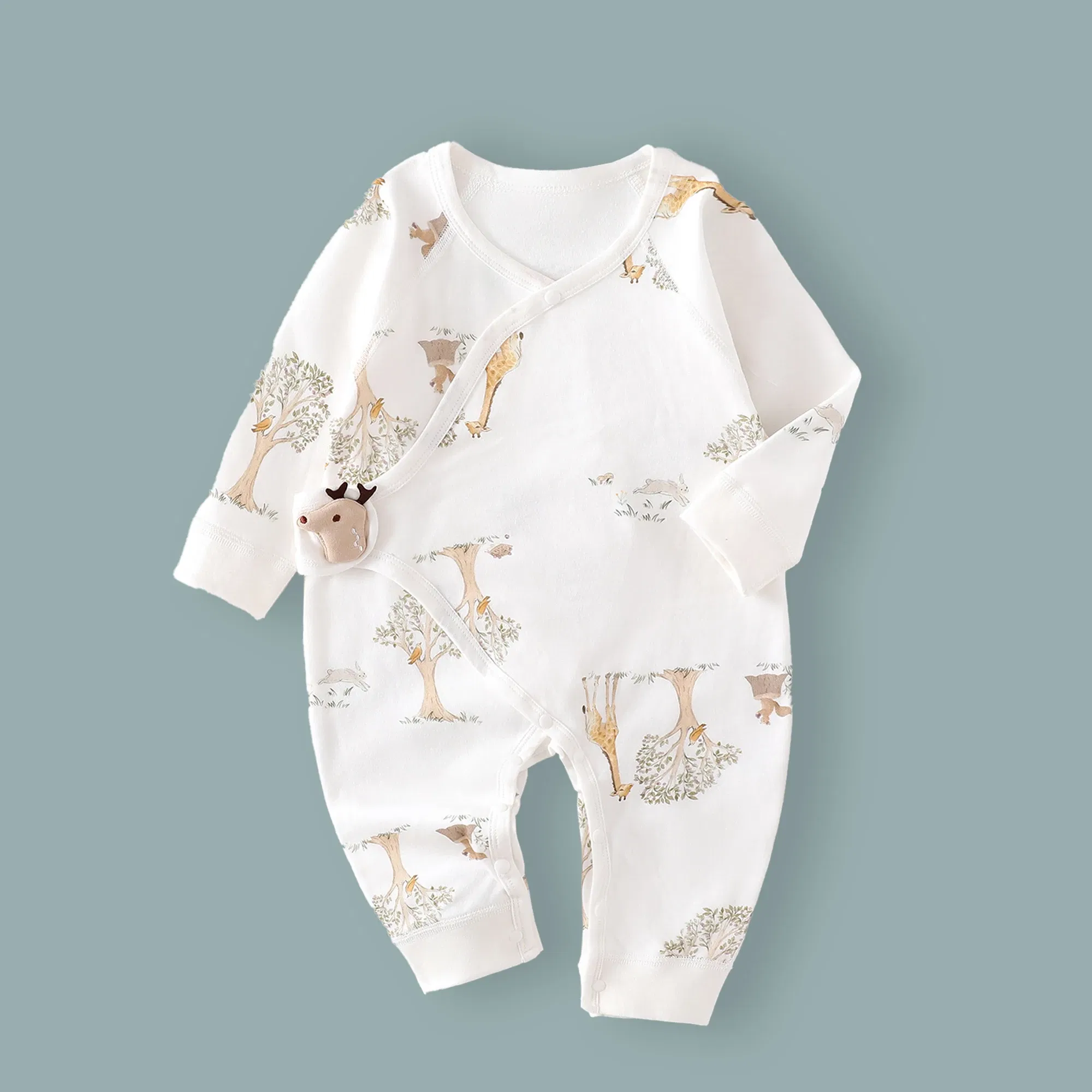 Color: Beige, Kid Size: 6M - AYNIGIELL Spring Autumn Clothing New 0-6M Cotton Newborn Baby Girl Boy Romper Print Infant Jumpsuit Baby's Inner Clothing