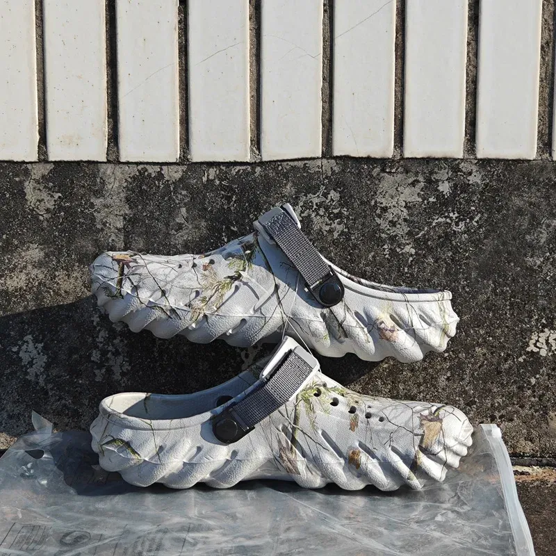 Color: Khaki, Shoe Size: 43 - Fashion Garden Shoes Men's Clogs Slippers Sandal Flat Camouflage Sandals Male Sneakers Outdoor Flip Flops Home Clogs